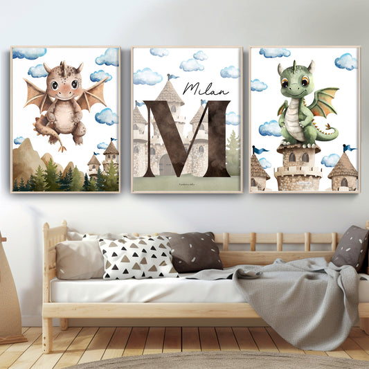 Affiches chambre enfant – Petits dragons - Affiche - Créations Odie