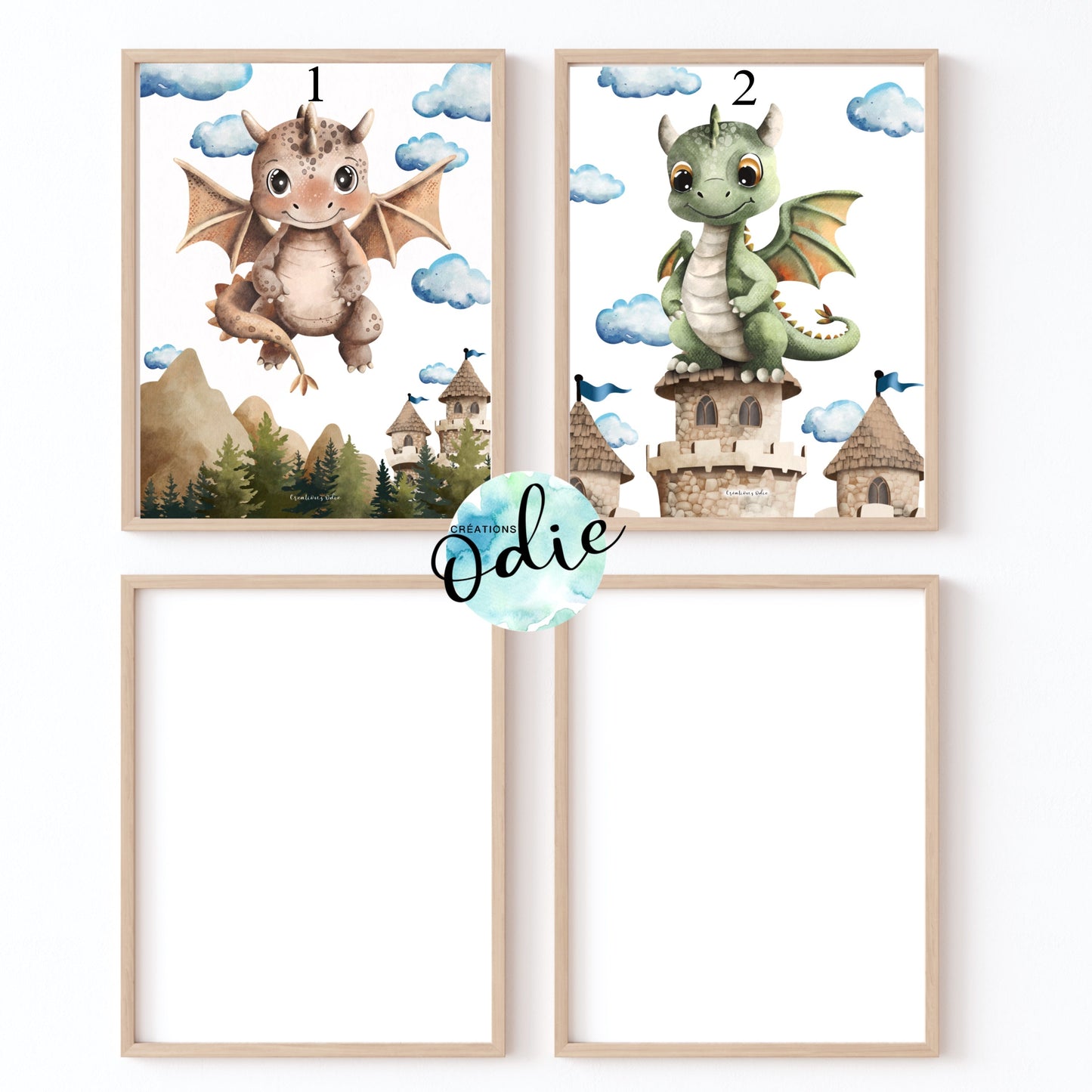 Affiches chambre enfant – Petits dragons - Affiche - Créations Odie