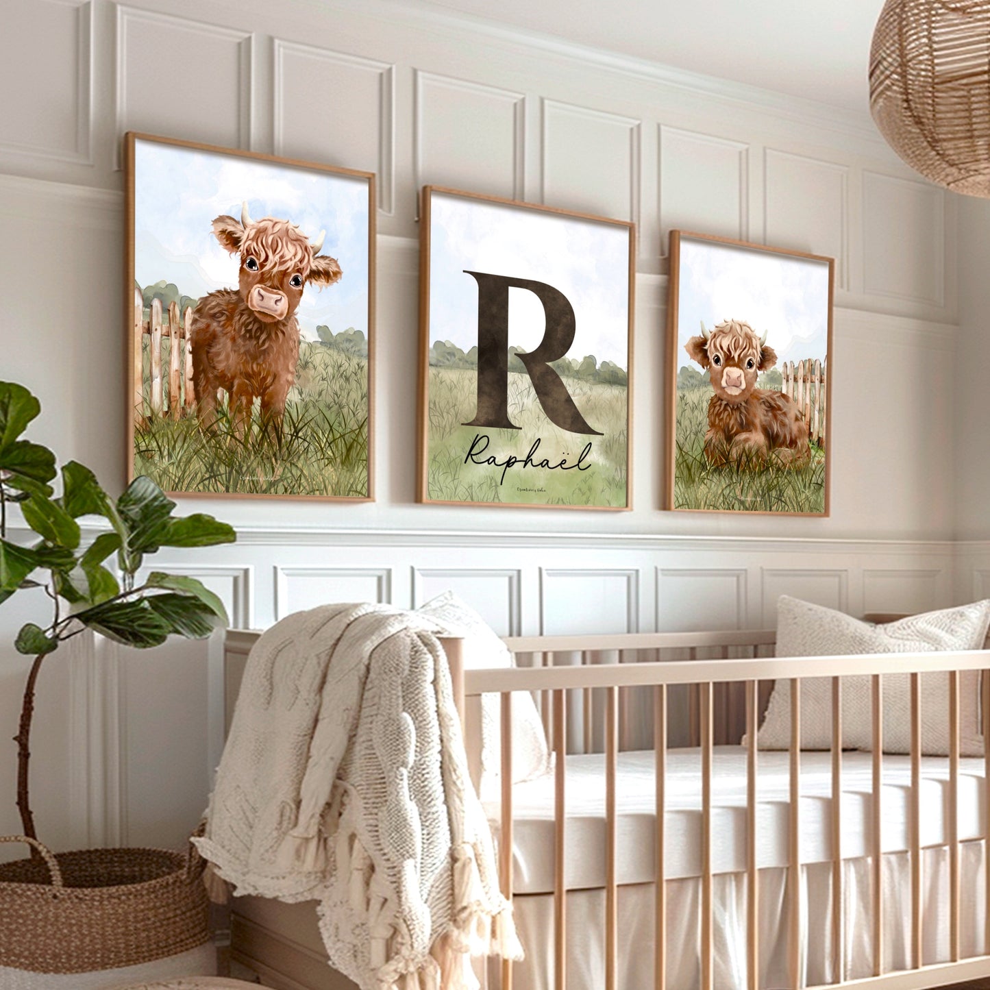 Affiches chambre enfant - Vache Highland - Affiche - Créations Odie