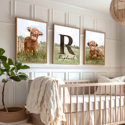 Affiches chambre enfant - Vache Highland - Affiche - Créations Odie