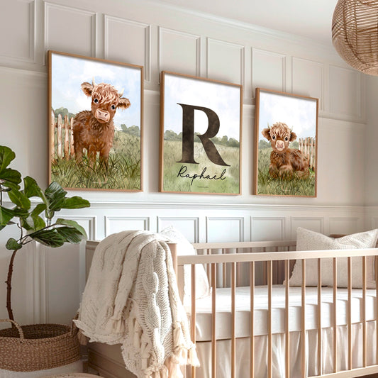 Affiches chambre enfant - Vache Highland - Affiche - Créations Odie