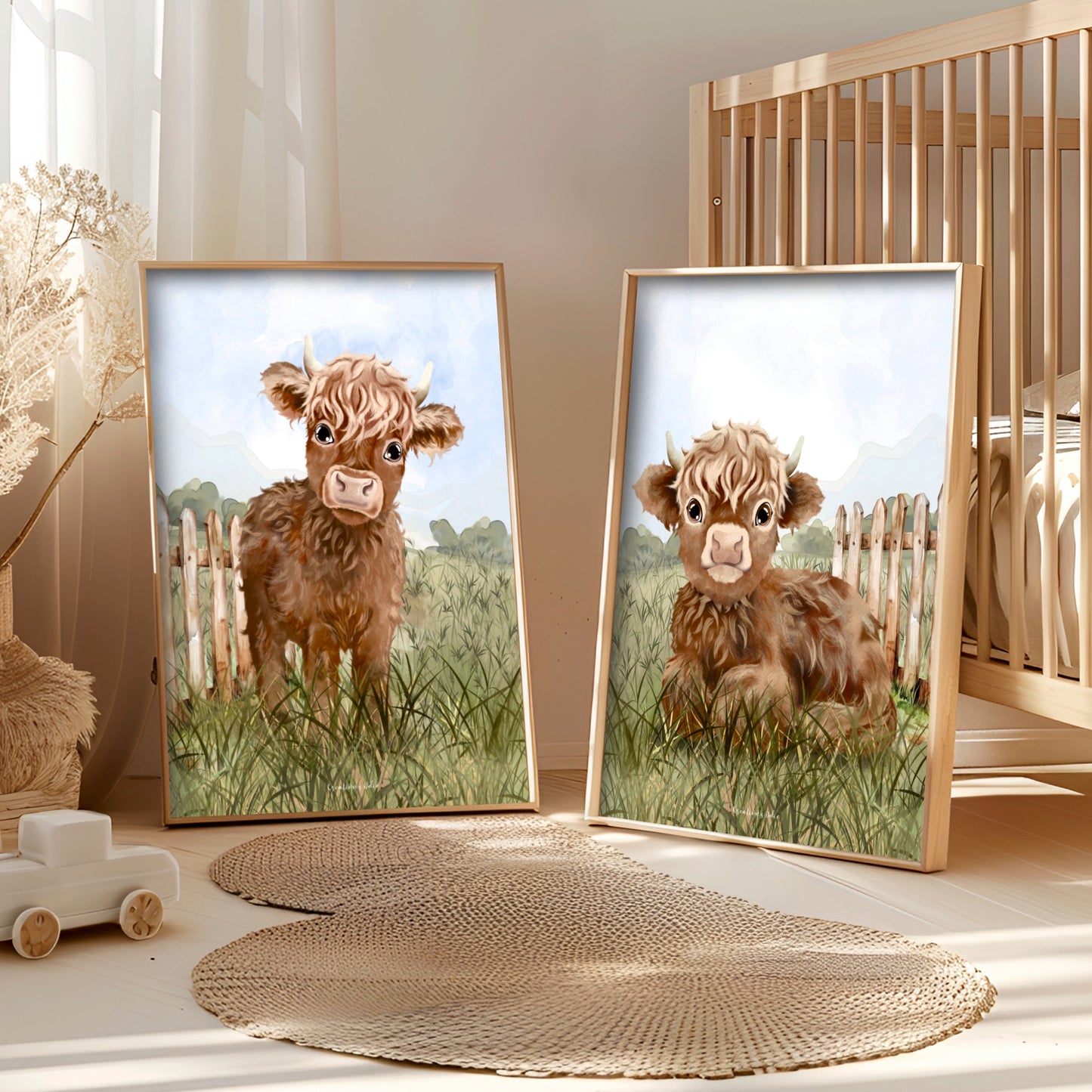 Affiches chambre enfant - Vache Highland - Affiche - Créations Odie