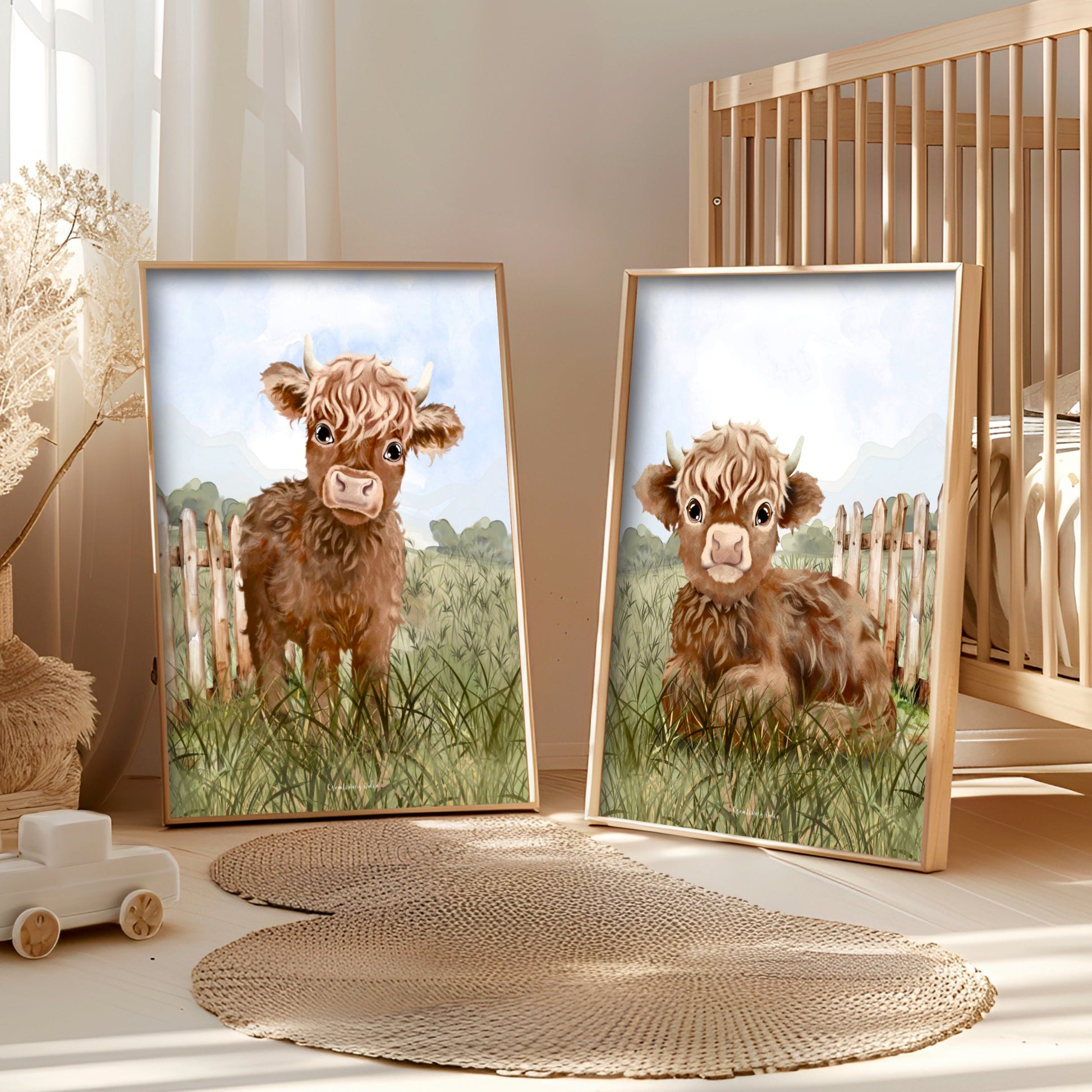 Affiches chambre enfant - Vache Highland - Affiche - Créations Odie