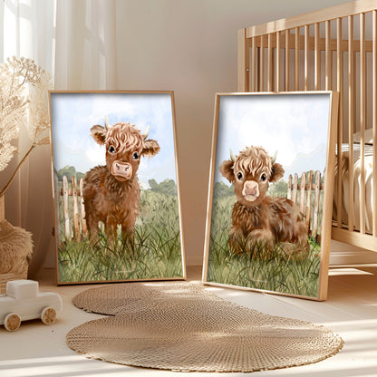 Affiches chambre enfant - Vache Highland - Affiche - Créations Odie
