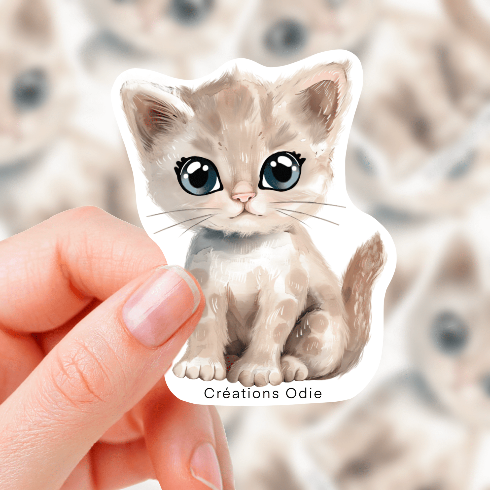 Autocollant vinyle Chaton beige - Autocollants - Créations Odie