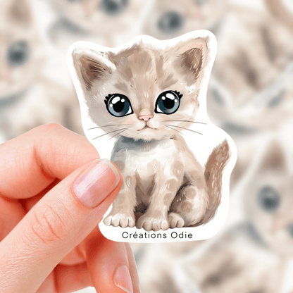 Autocollant vinyle Chaton beige - Autocollants - Créations Odie