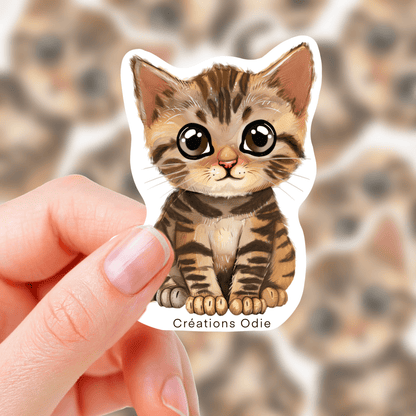 Autocollant vinyle Chaton brun - Autocollants - Créations Odie