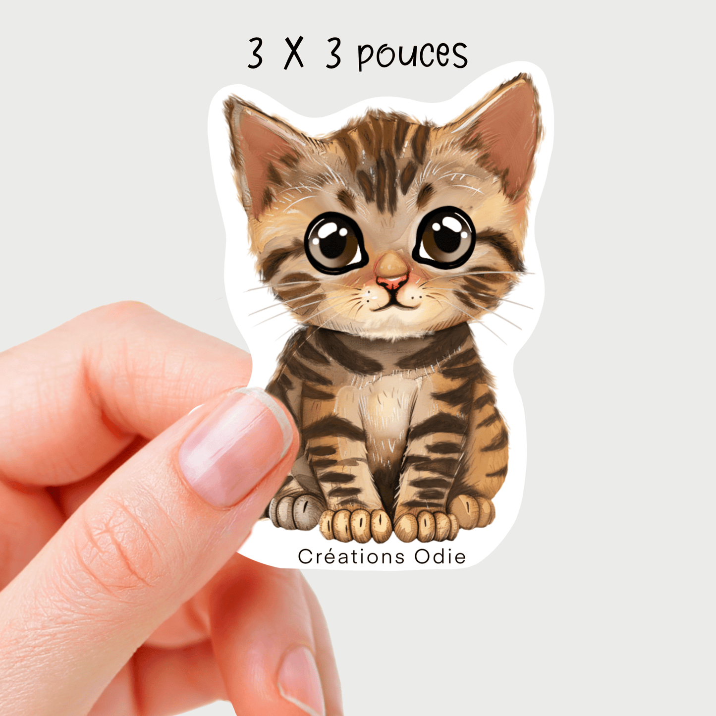 Autocollant vinyle Chaton brun - Autocollants - Créations Odie