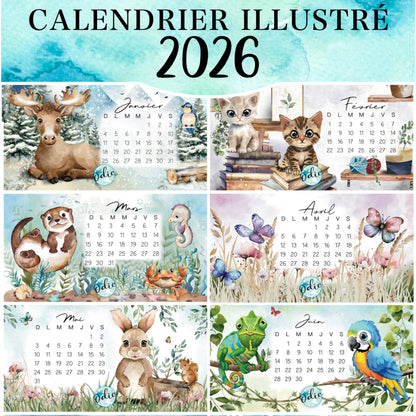 Calendrier illustré 2026 spiralé – Fait au Québec | Créations Odie - Calendrier - Créations Odie