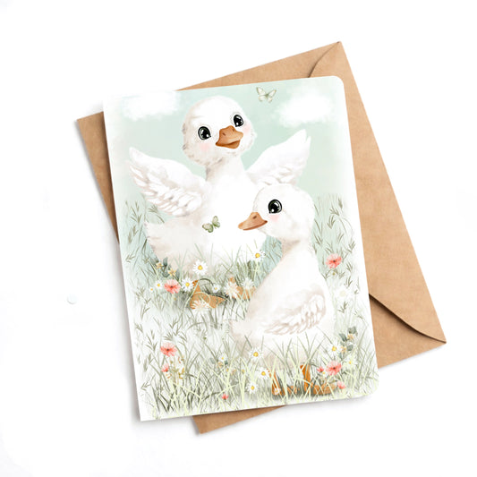 Carte - Les petites oies blanches - Carte de voeux - Créations Odie