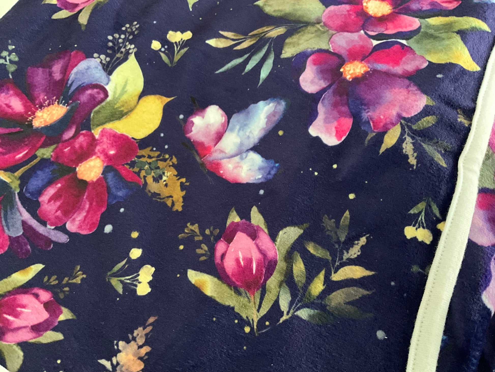 Couverture - Fleurs aquarelles - Tissu - Créations Odie