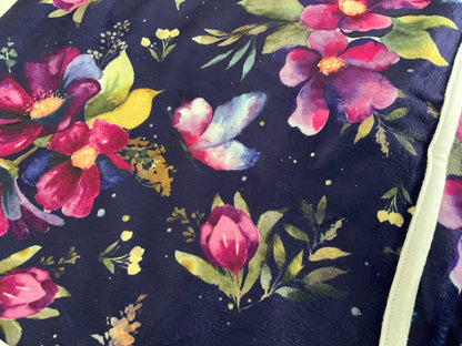 Couverture - Fleurs aquarelles - Tissu - Créations Odie