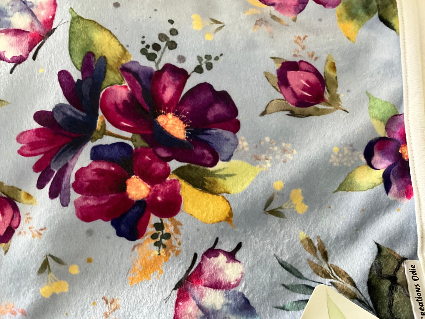 Couverture - Fleurs aquarelles - Tissu - Créations Odie