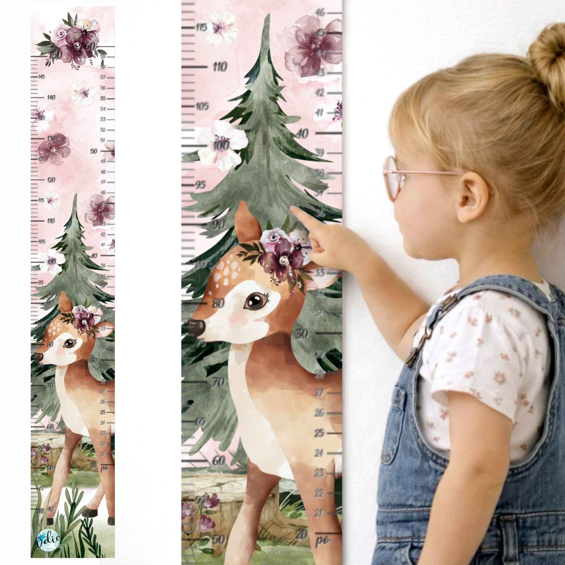Échelle de croissance - Bébé chevreuil & fleurs - Échelle - Créations Odie