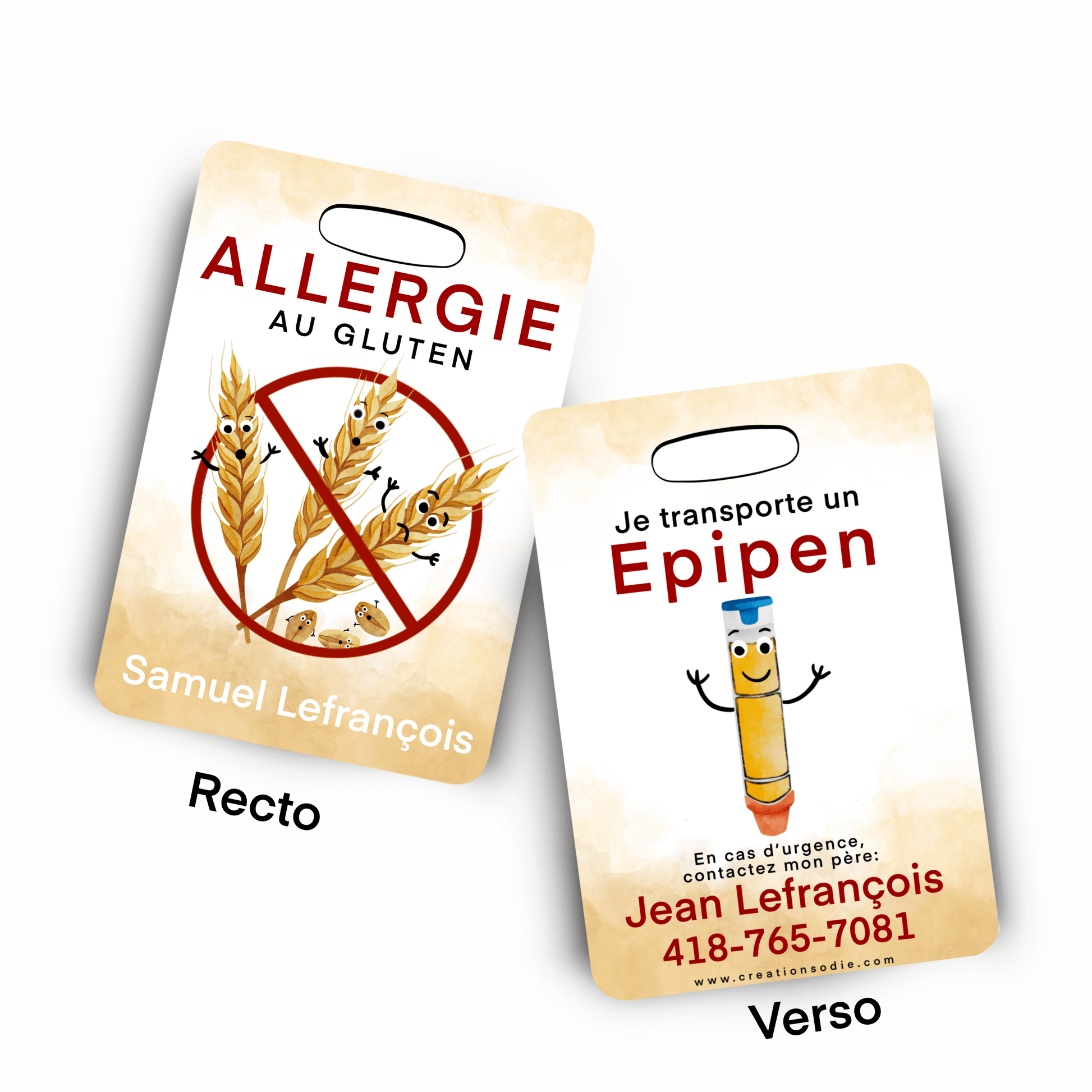Étiquette d’alerte - Allergie au gluten - Créations Odie