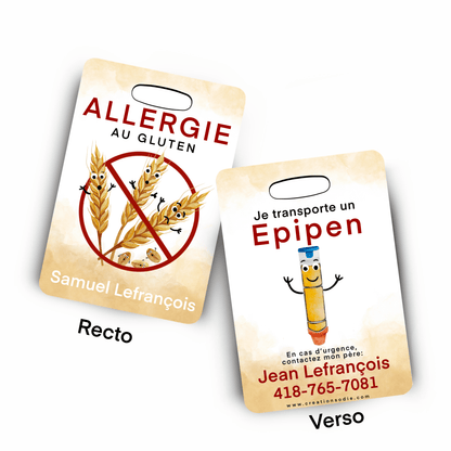 Étiquette d’alerte - Allergie au gluten - Créations Odie