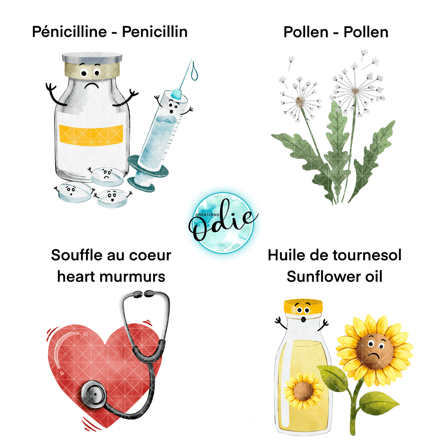 Étiquette d’alerte - Allergies multiples - Créations Odie