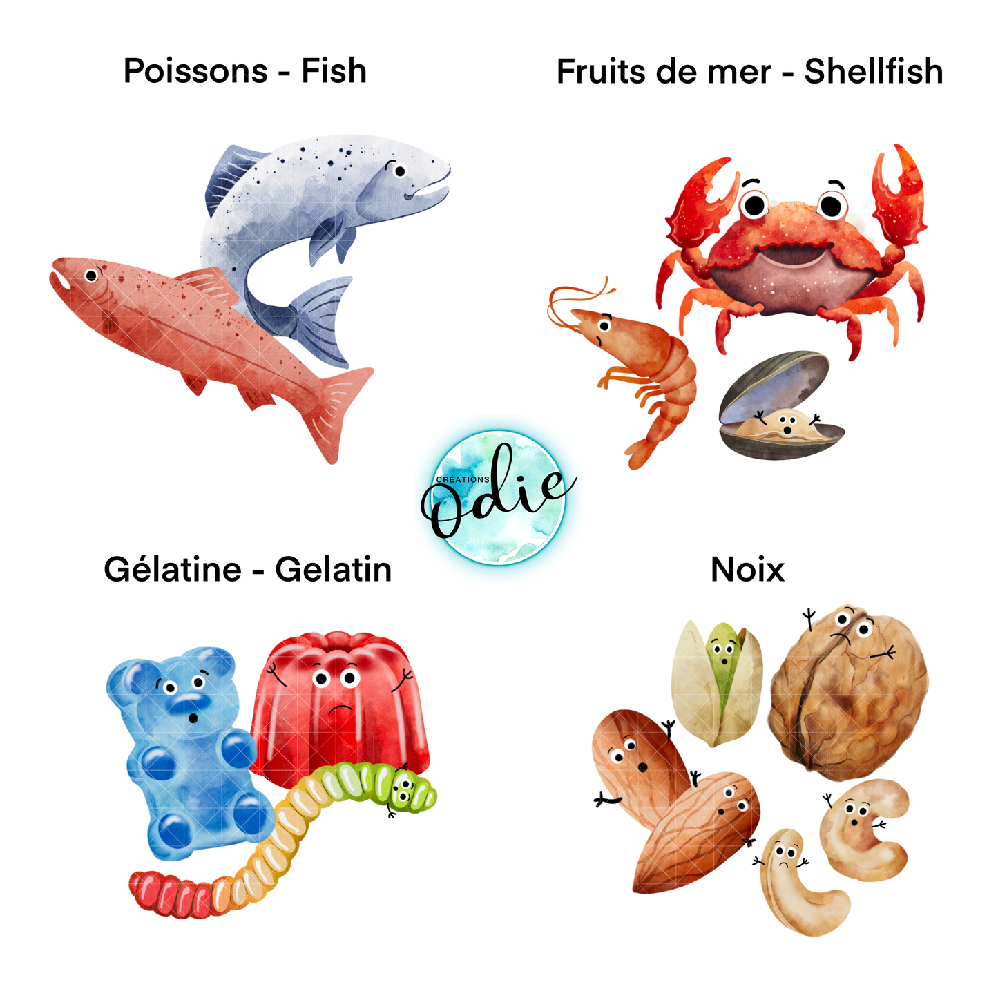 Étiquette d’alerte - Allergies multiples - Créations Odie