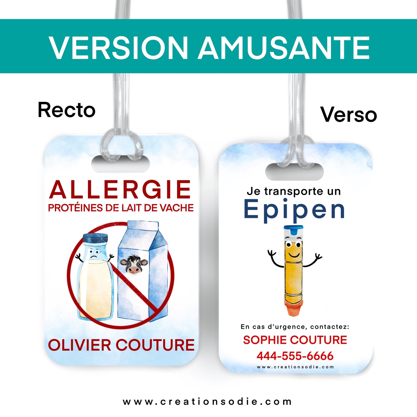 Étiquette d’alerte - Protéines de lait de vache - Créations Odie