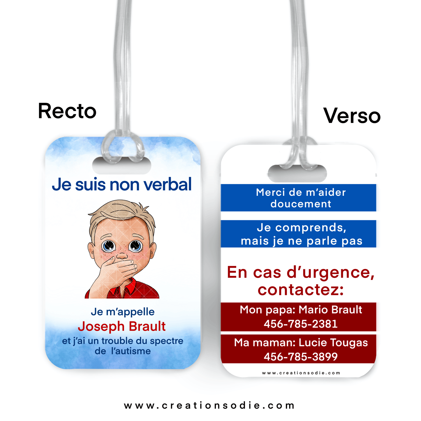 Étiquette d’alerte - TSA NON VERBAL - Créations Odie