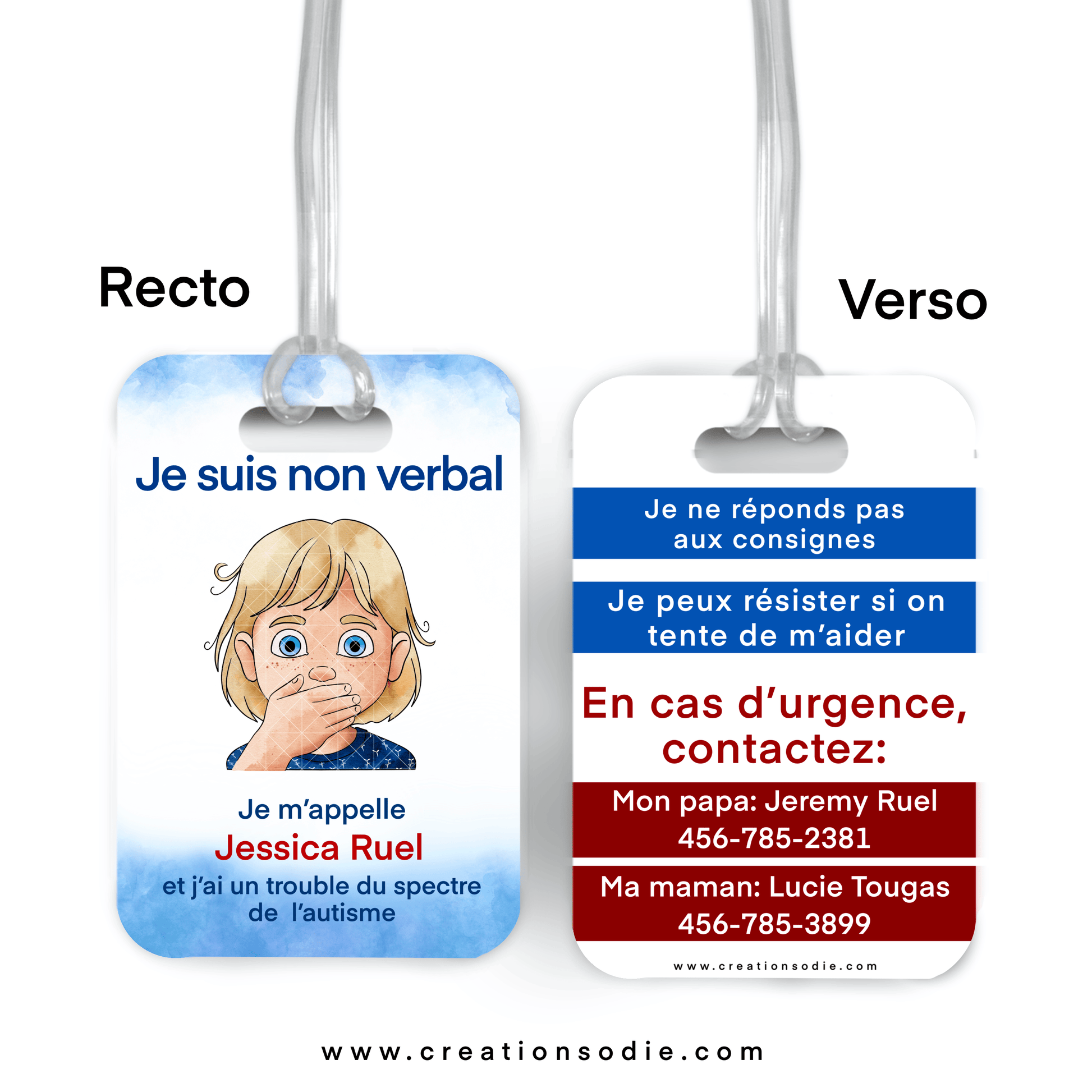 Étiquette d’alerte - TSA NON VERBAL - Créations Odie