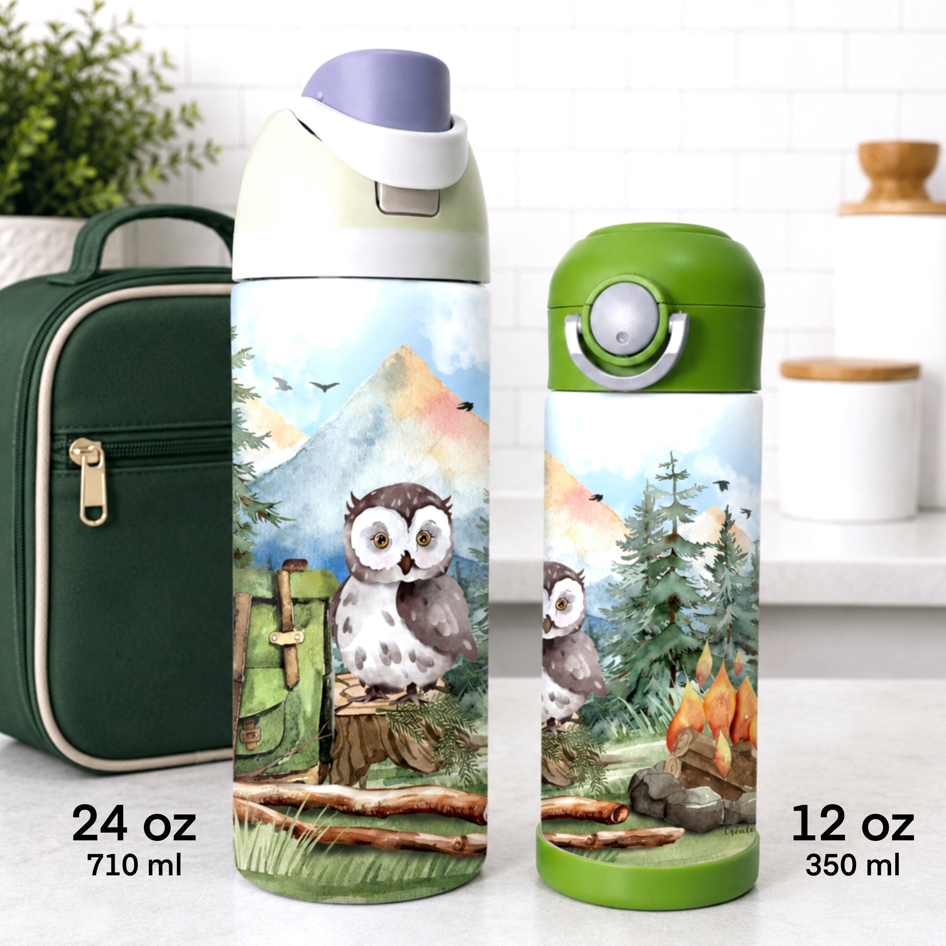 Gourde thermos - Camping en montagne - Verre isotherme - Créations Odie