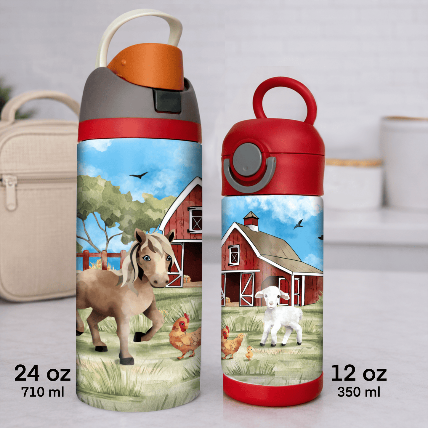 Gourde thermos - La ferme - Verre isotherme - Créations Odie