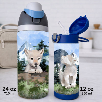 Gourde thermos - Les louveteaux - Verre isotherme - Créations Odie