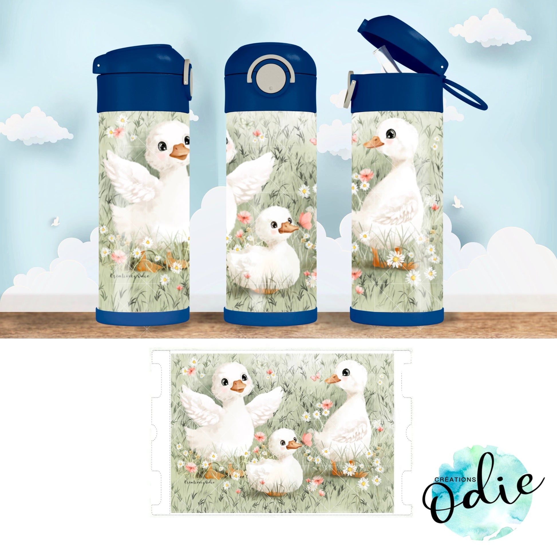Gourde thermos - Les petites oies - Verre isotherme - Créations Odie