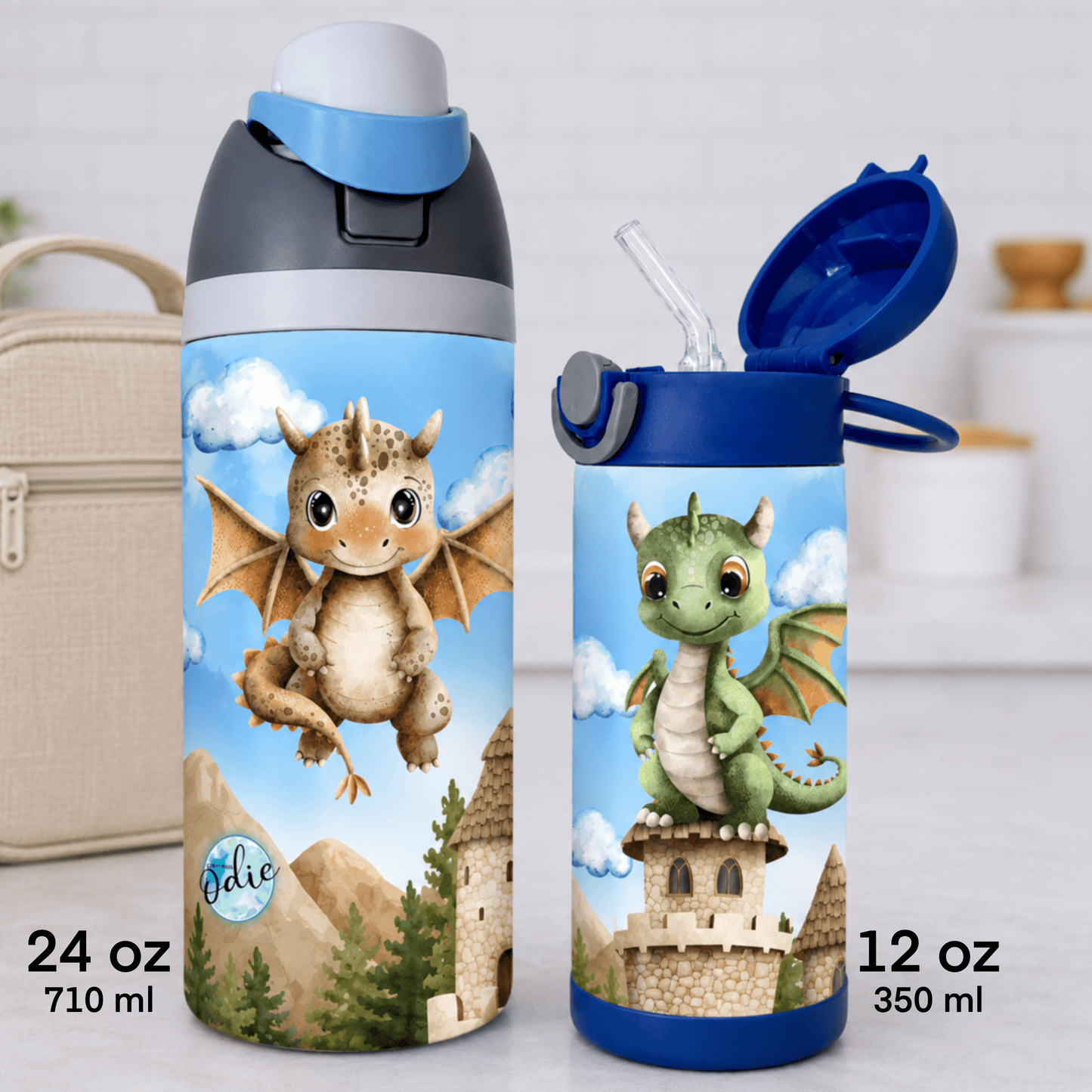 Gourde thermos - Les petits dragons - Verre isotherme - Créations Odie