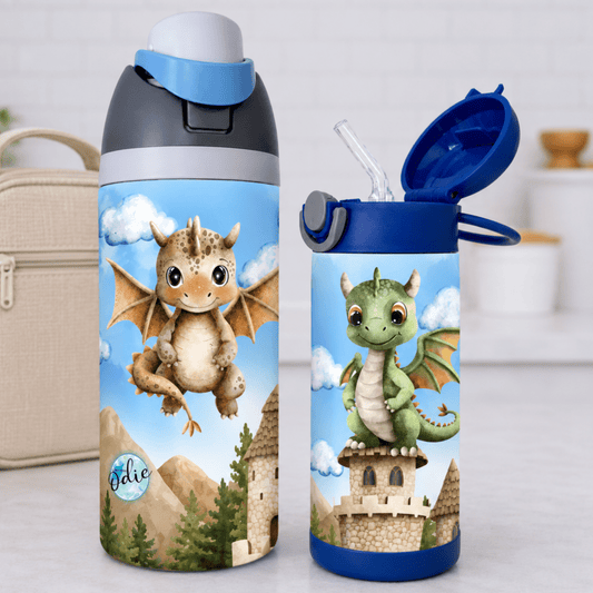 Gourde thermos - Les petits dragons - Verre isotherme - Créations Odie