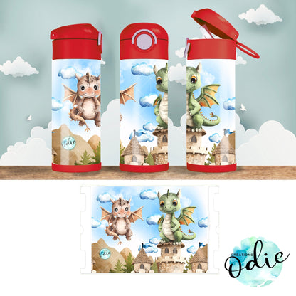 Gourde thermos - Les petits dragons - Verre isotherme - Créations Odie