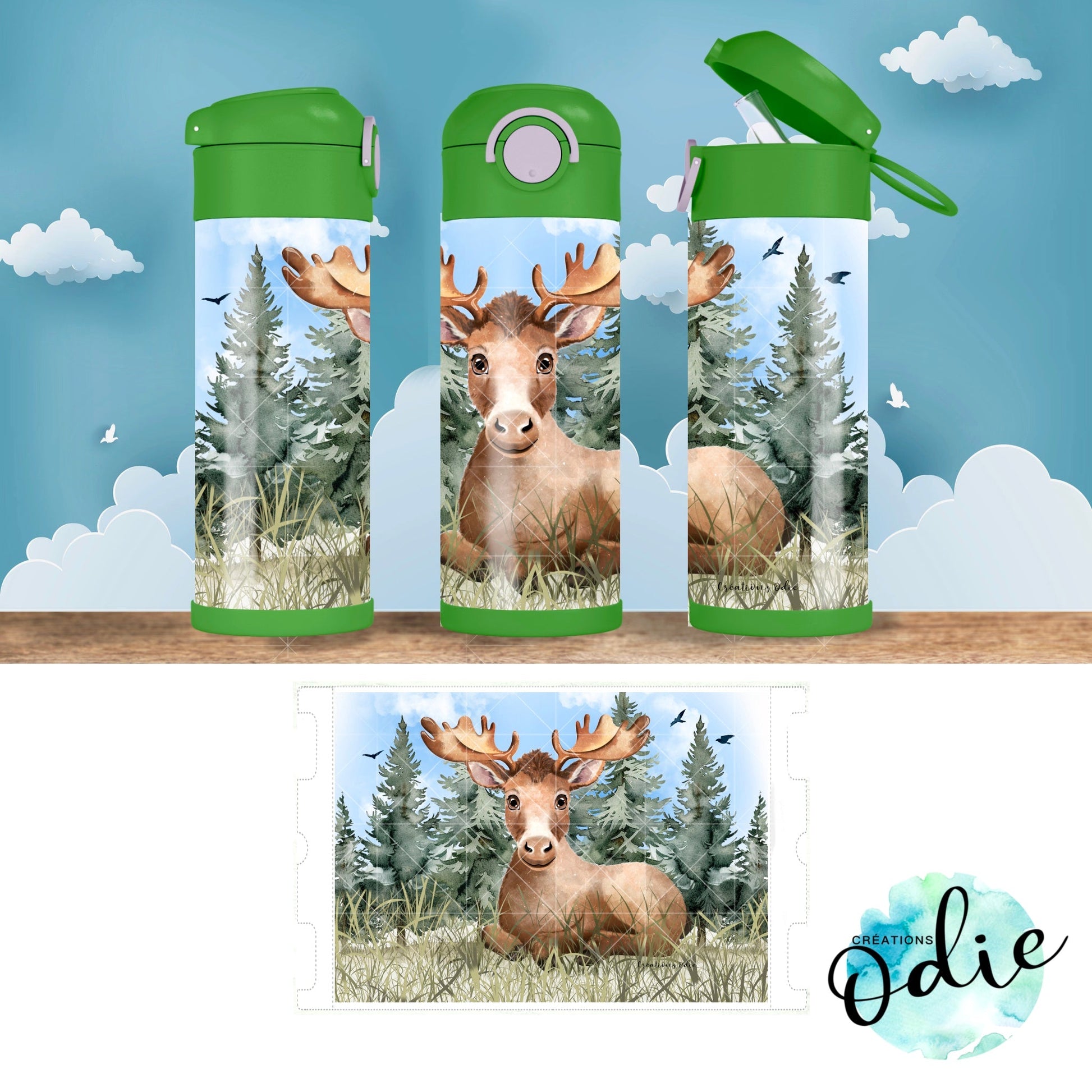 Gourde thermos - L'Orignal - Verre isotherme - Créations Odie