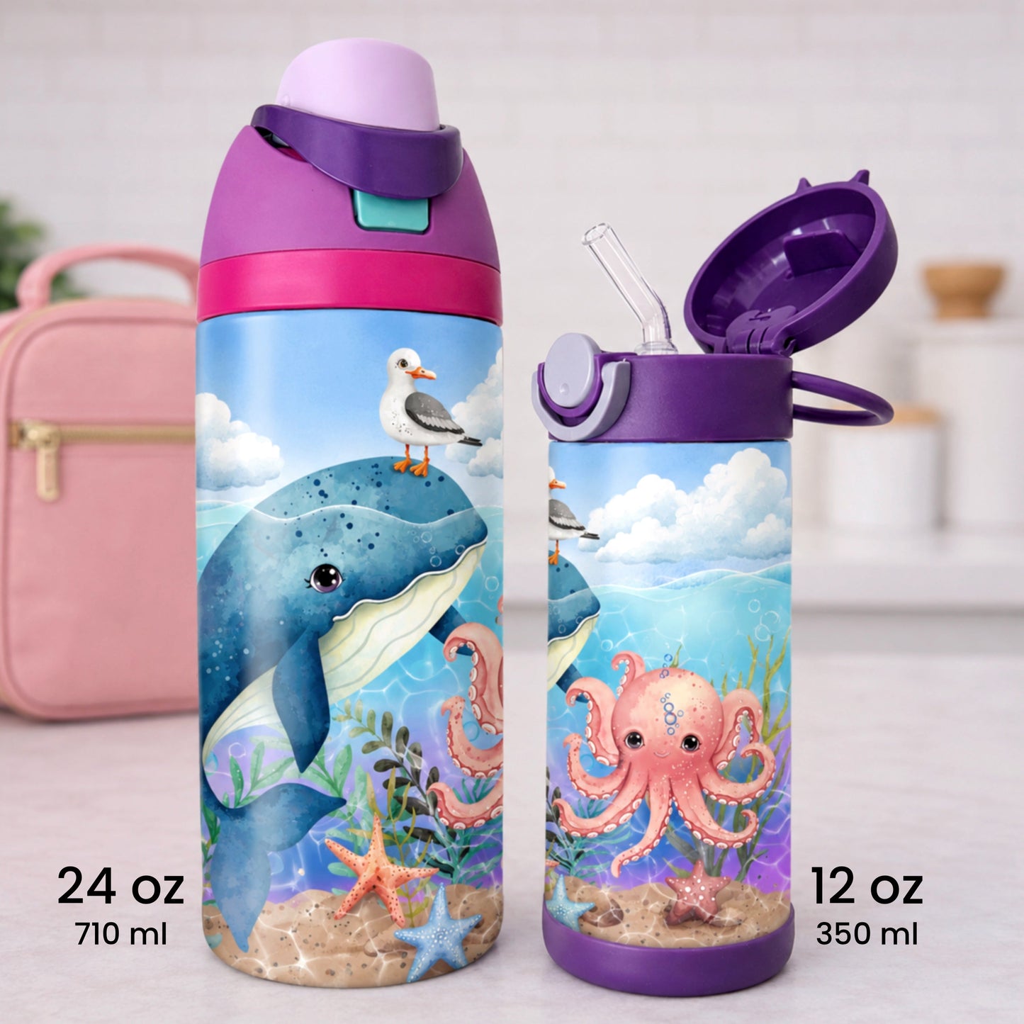 Gourde thermos - Nautique - Verre isotherme - Créations Odie