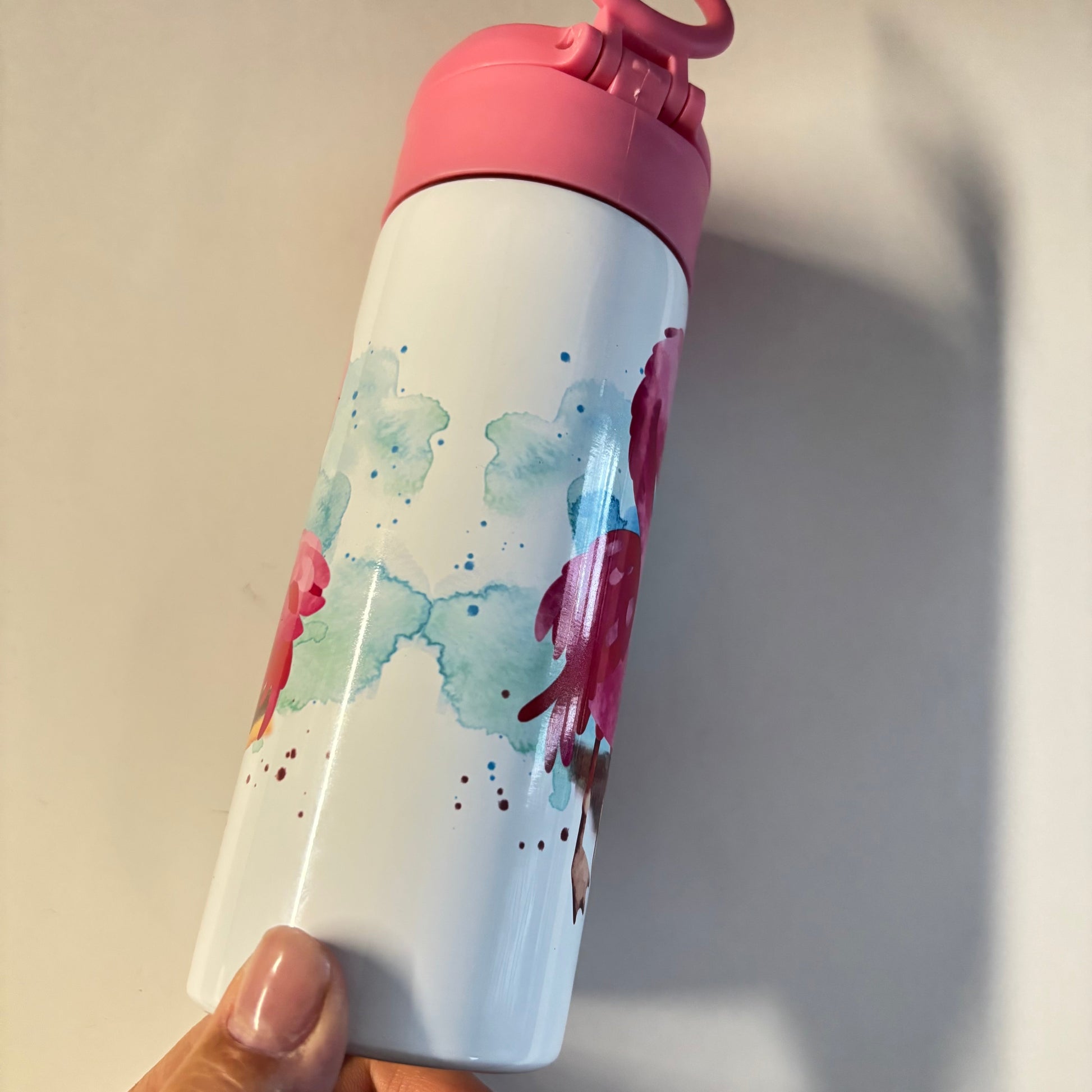 Gourde thermos - Petits flamants roses - Verre isotherme - Créations Odie