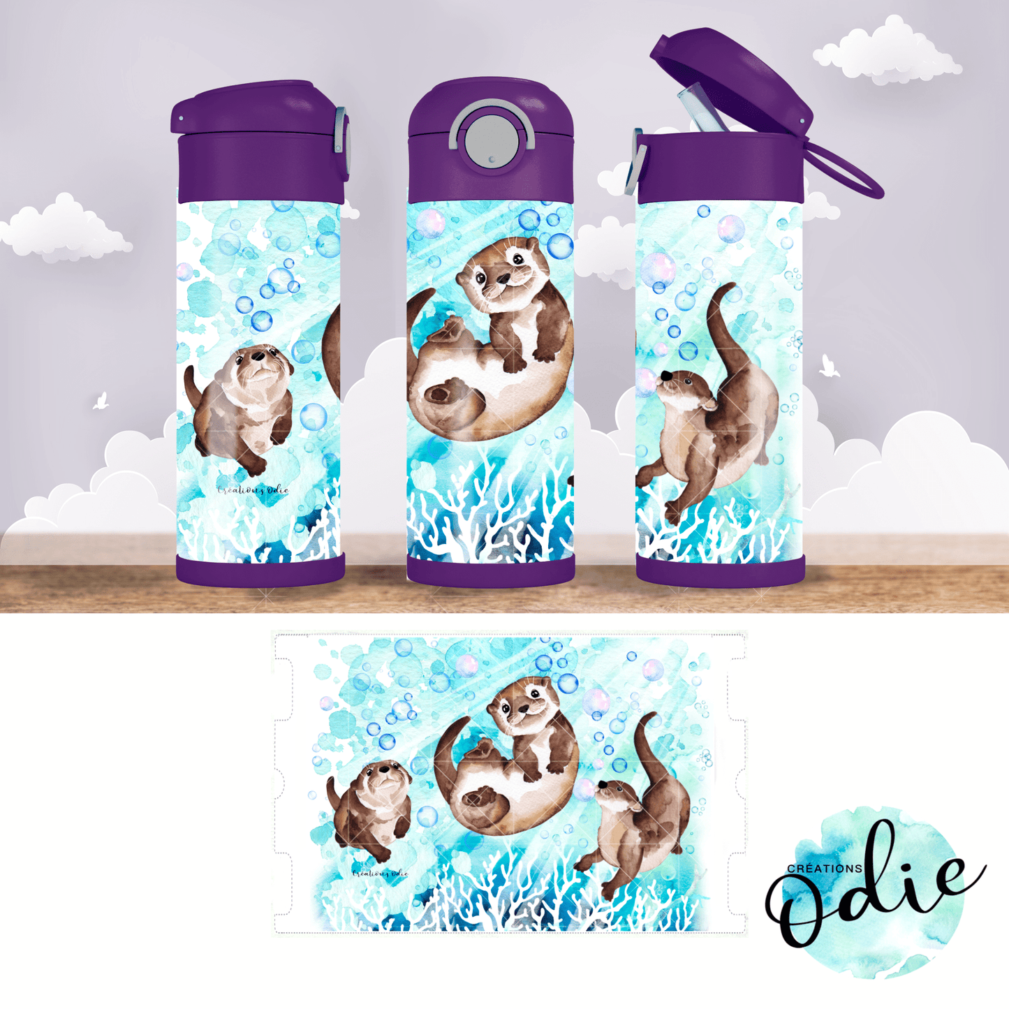Gourdes thermos 12 oz - Créations Odie
