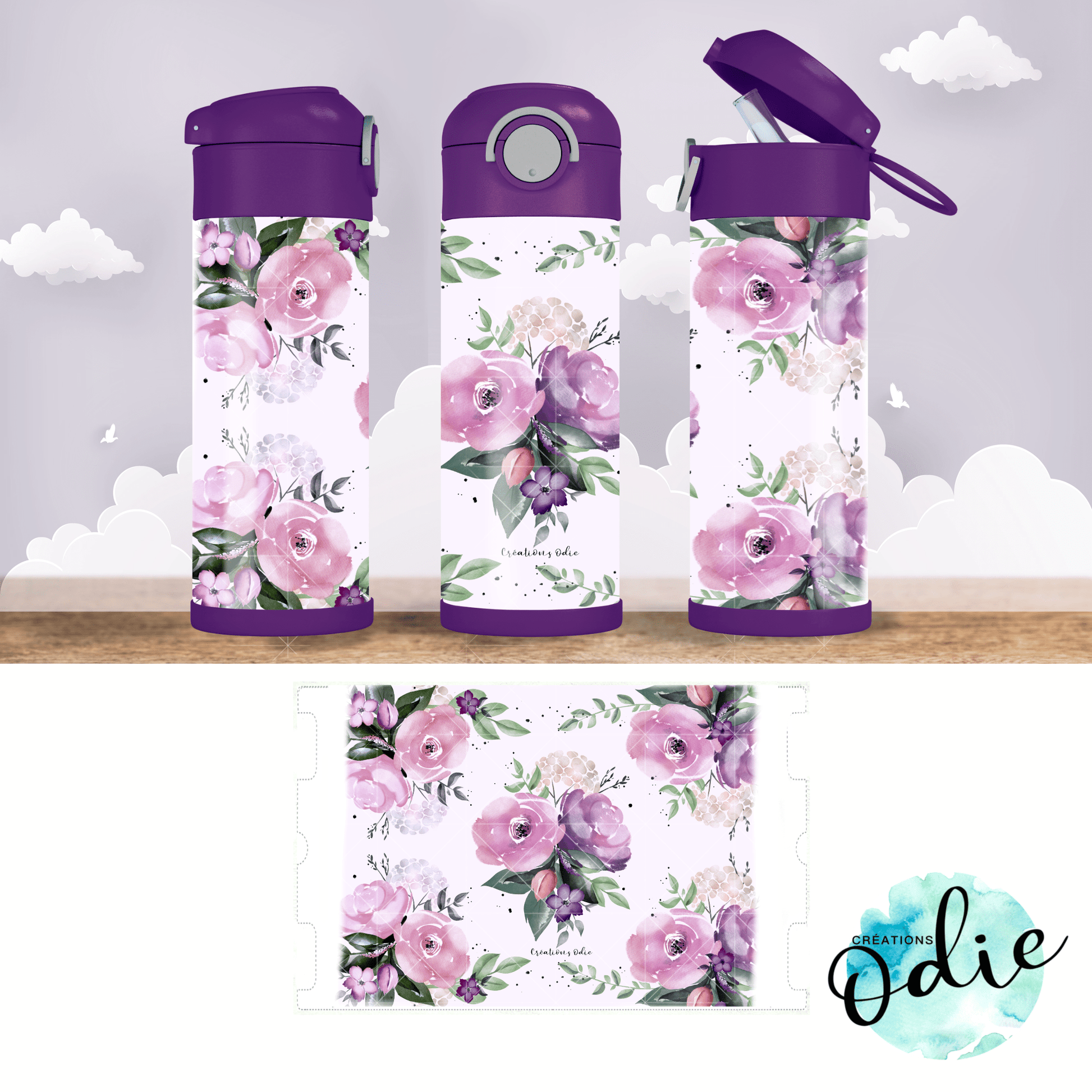 Gourdes thermos 12 oz - Créations Odie