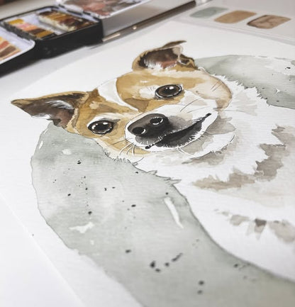 Portrait animalier aquarelle aux couleurs douces et naturelles