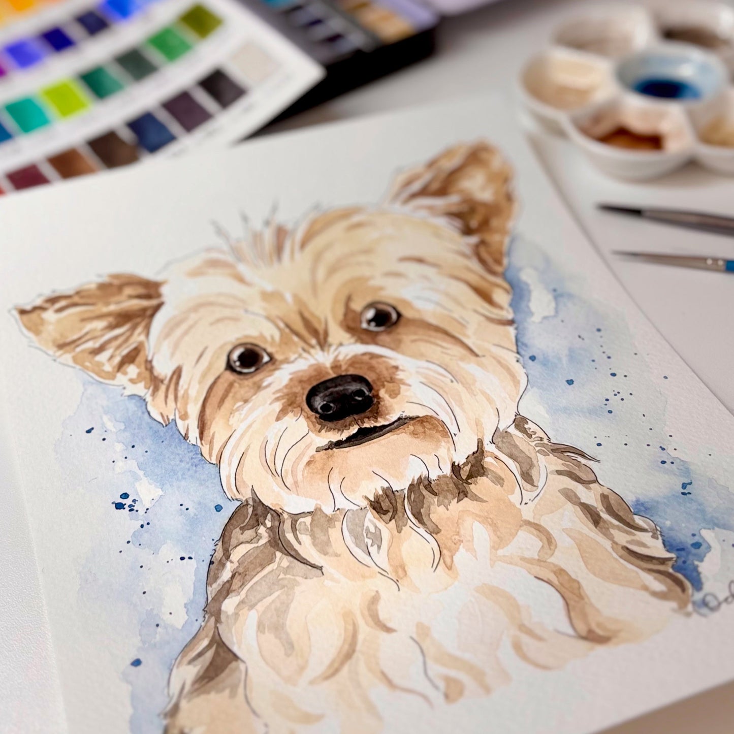 Portrait aquarelle personnalisé d'un chien peint à la main