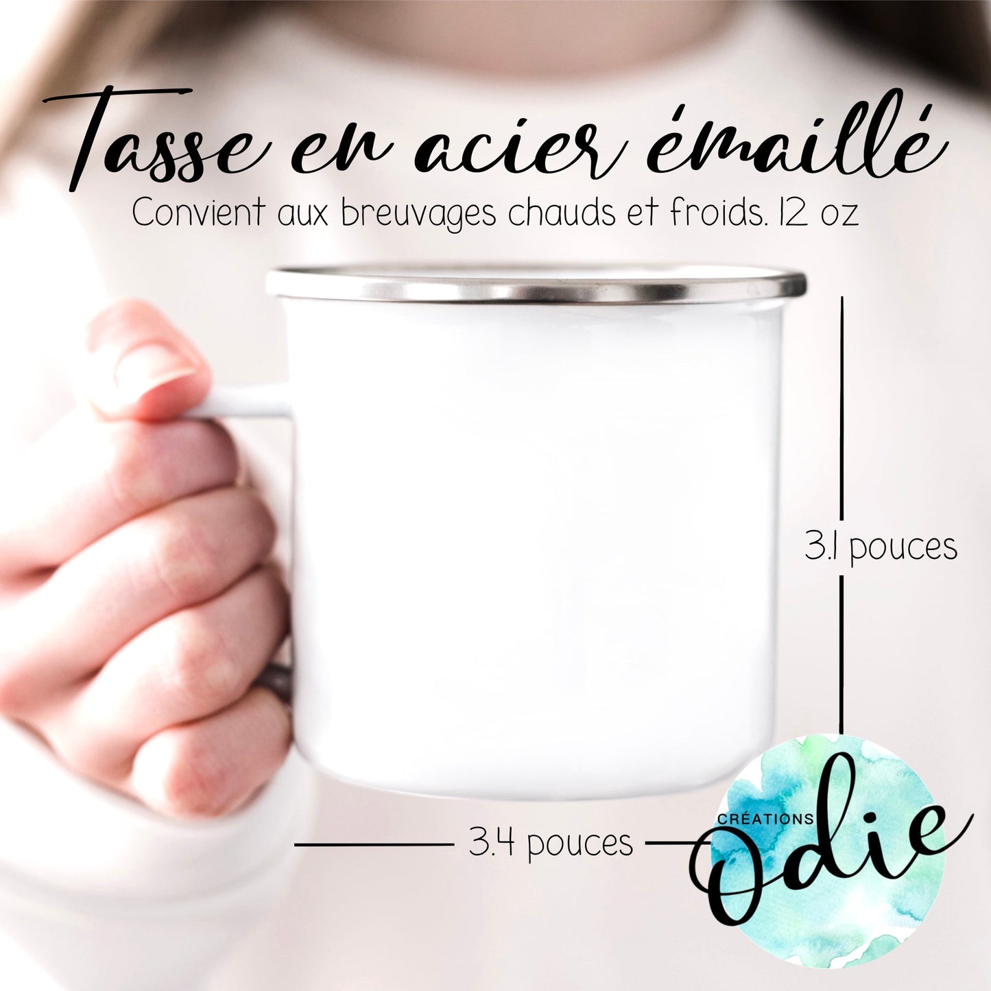 Tasse en acier émaillé - Alpagas dans la neige - Tasse - Créations Odie