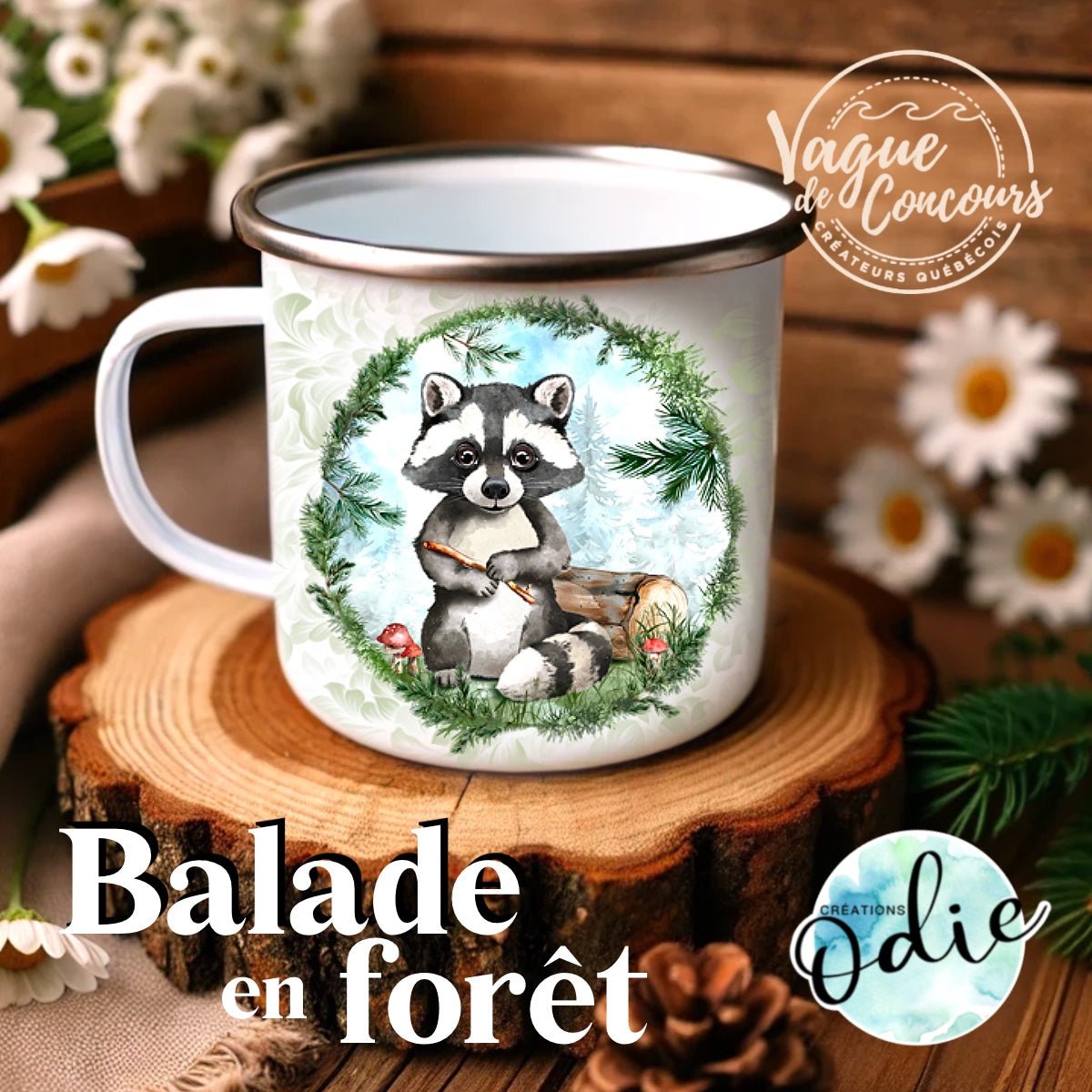 Tasse en acier émaillé - Raton de la forêt - Tasse - Créations Odie