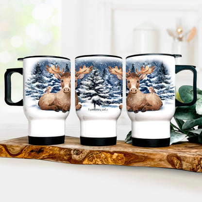 Tasse isotherme - Orignal en hiver - Verre isotherme - Créations Odie