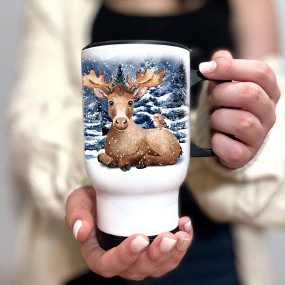 Tasse isotherme - Orignal en hiver - Verre isotherme - Créations Odie