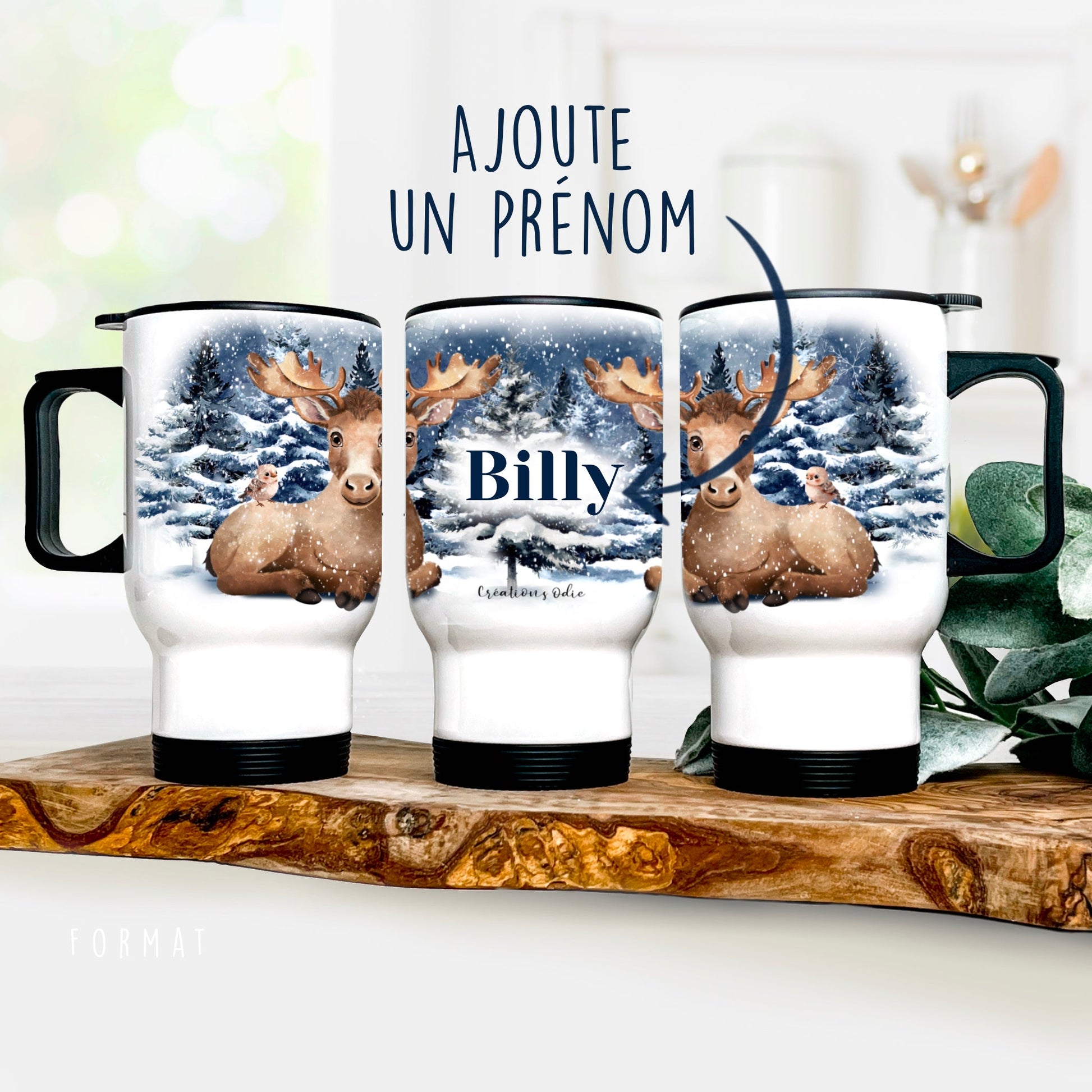 Tasse isotherme - Orignal en hiver - Verre isotherme - Créations Odie