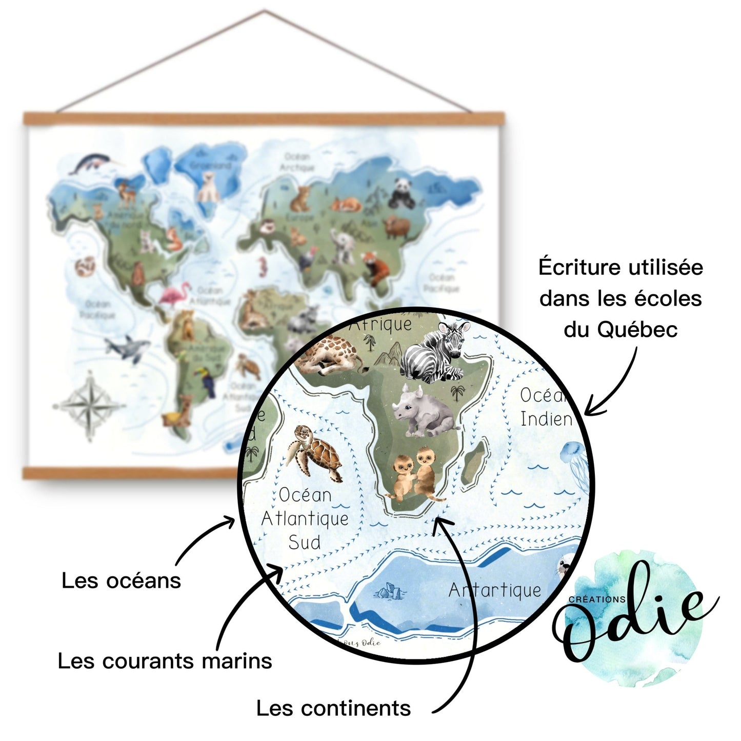 Affiche - Carte du monde - Affiche - Créations Odie