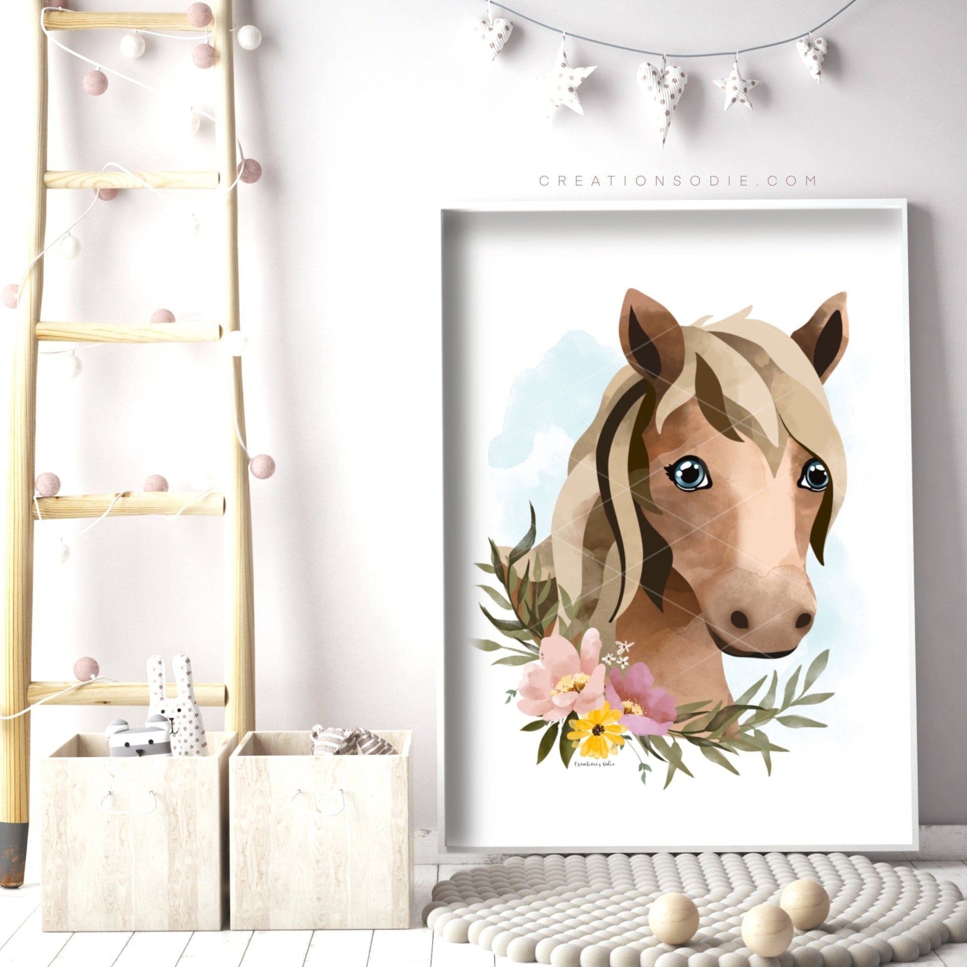 Affiche - Bébé cheval aux fleurs - Affiche - Créations Odie