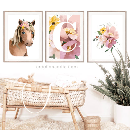 Affiche - Bébé cheval aux fleurs - Affiche - Créations Odie