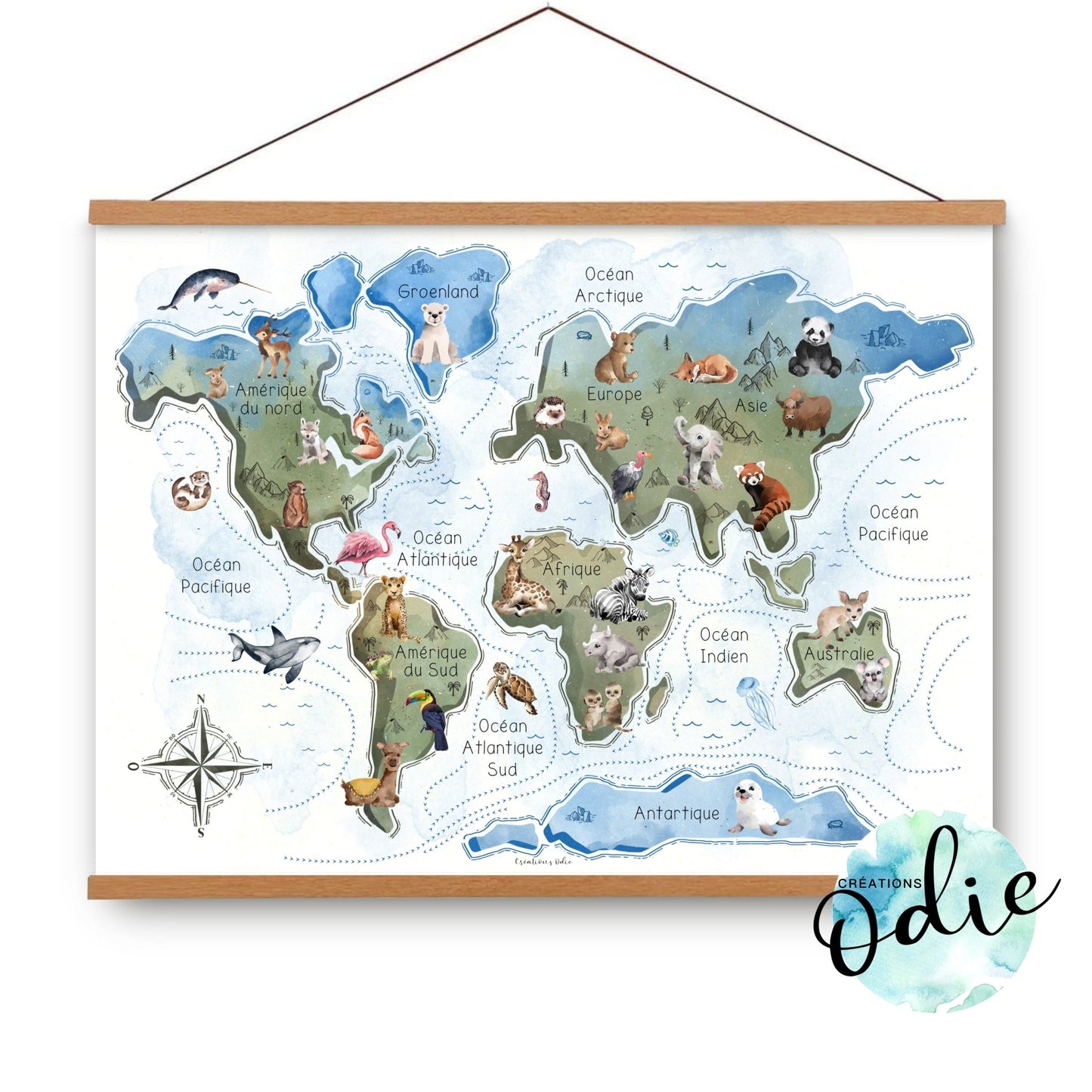 Affiche - Carte du monde - Affiche - Créations Odie