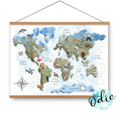 Affiche - Carte du monde - Affiche - Créations Odie