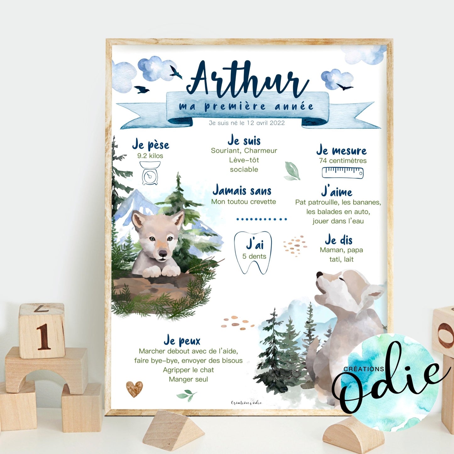 Affiche Ma première année - Louveteaux - Bébés et tout-petits - Créations Odie